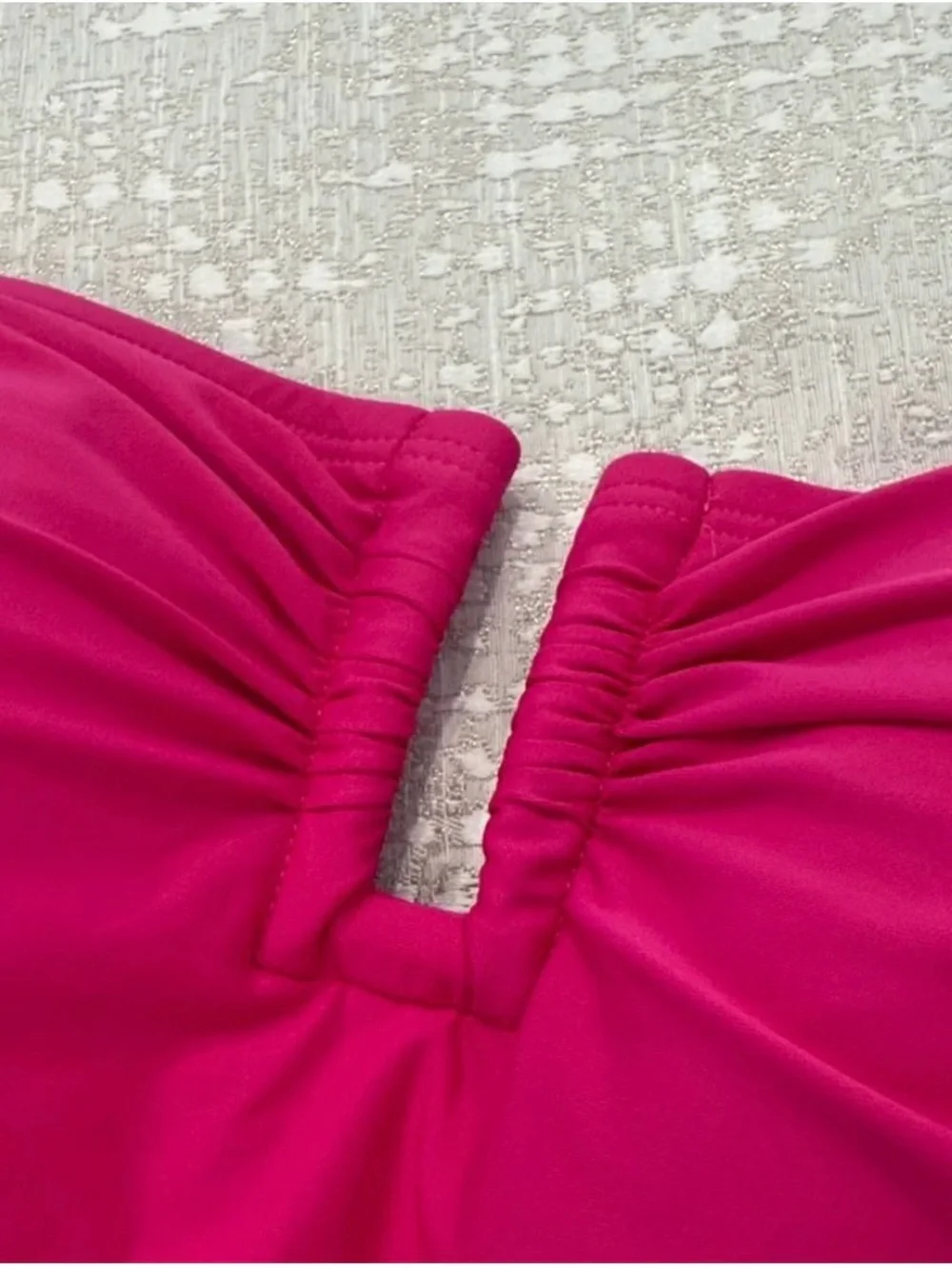 DKNY Strapless Ruched One-Piece Swimsuit in Fuchsia - Picture 5 of 7